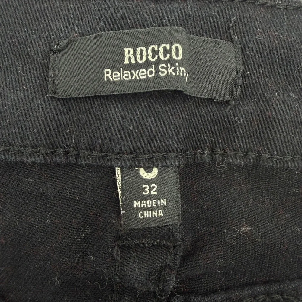 True Religion Rocco Relaxed Skinny Jeans Mens 32 Black Horseshoe Flap Pocket‎